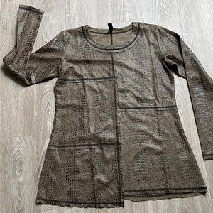 (7) Ethyl Animal Snake Pr. Faux Leather Coat Raw Seam Goth Punk Top Tunic  S